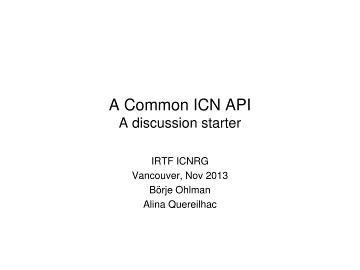 a common icn api a discussion starter