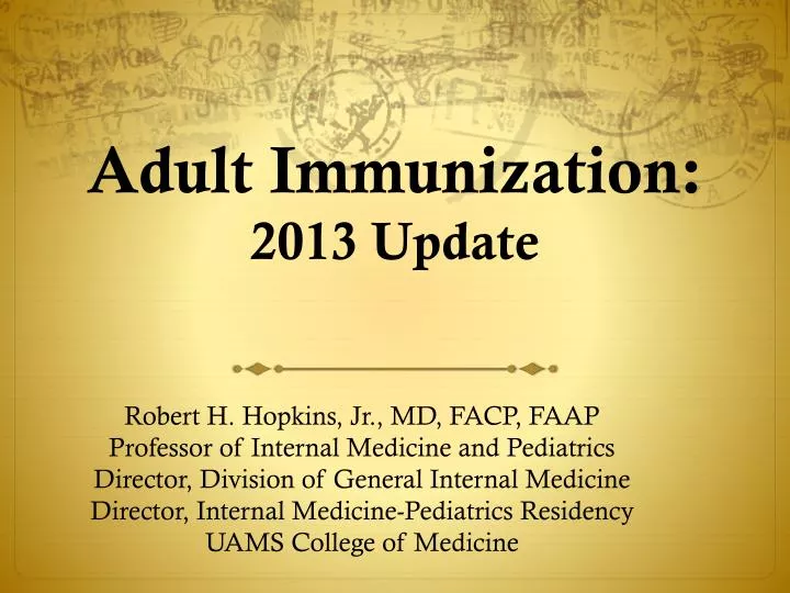 adult immunization 2013 update