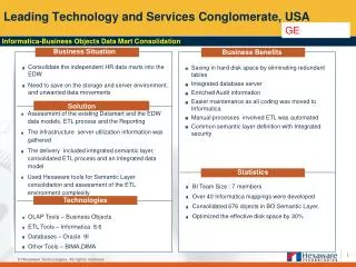 Leading Technology and Services Conglomerate, USA