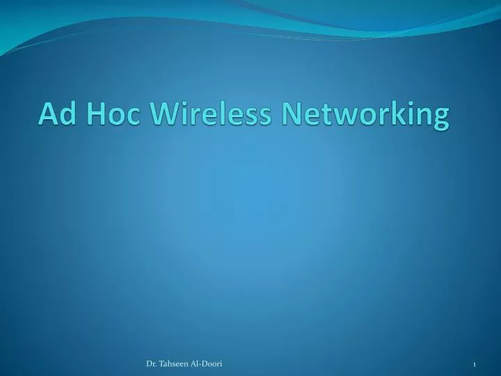 ad hoc wireless networking