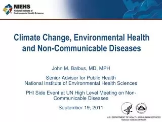 Climate Change, Environmental Health and Non-Communicable Diseases