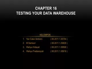 chapter 16 testing your data warehouse