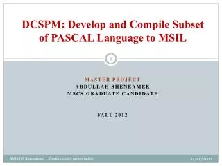 DCSPM : Develop and Compile Subset of PASCAL Language to MSIL