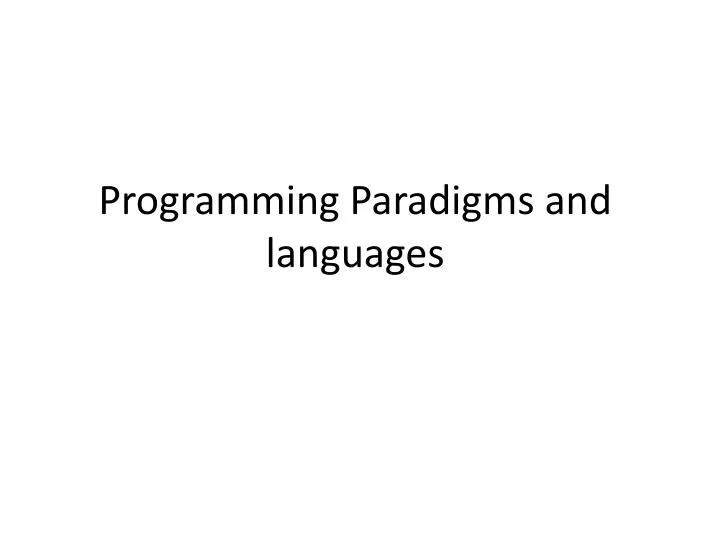 programming paradigms and languages