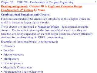 Combinational Functions and Circuits