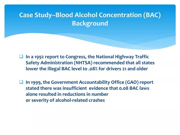 case study blood alcohol concentration bac background