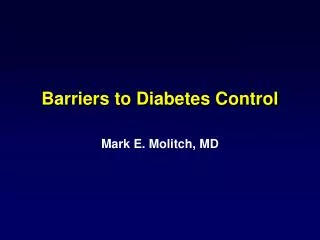 Barriers to Diabetes Control