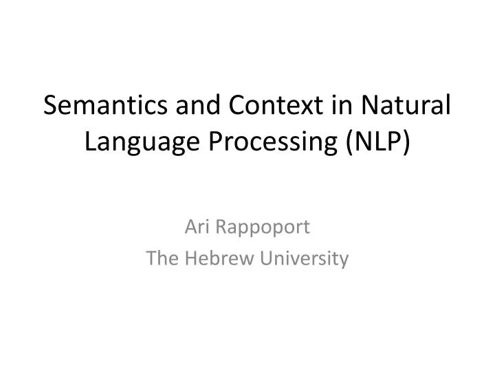 semantics and context in natural language processing nlp