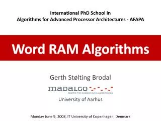 Word RAM Algorithms