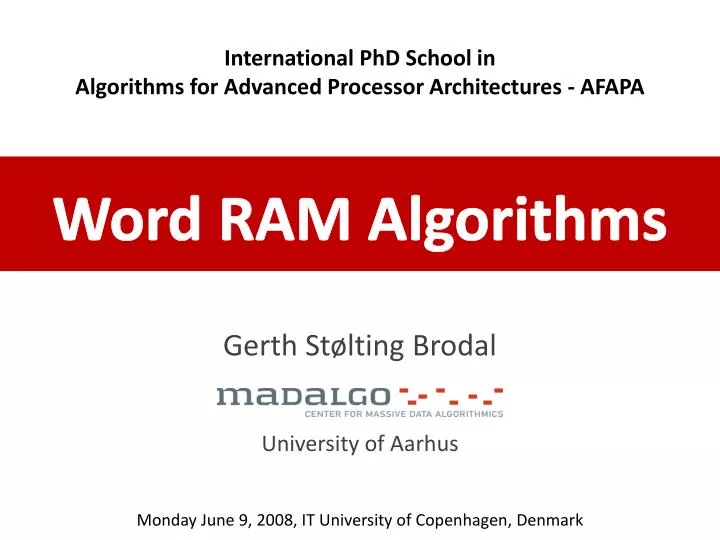 word ram algorithms