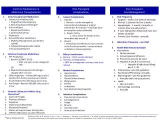 1.	 Immunosuppressant Medications Calcineurin Inhibitors (CNI) Prograf/Tacrolimus/Hecoria