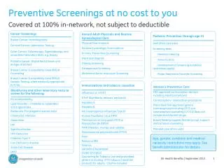 Preventive Screenings at no cost to you