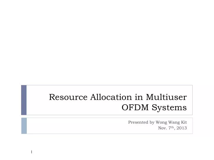 resource a llocation in multiuser ofdm systems