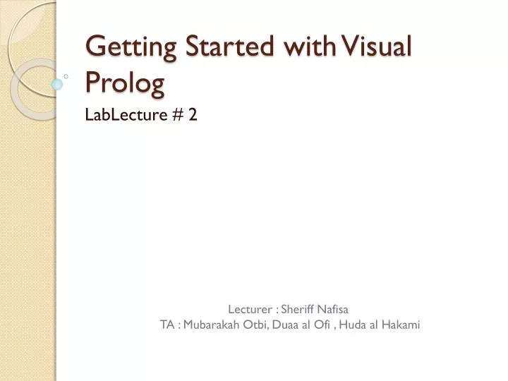 getting started with visual prolog