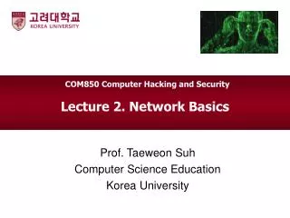 Lecture 2. Network Basics