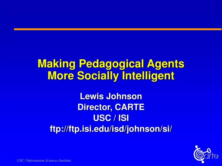 making pedagogical agents more socially intelligent
