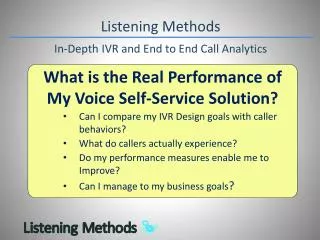 Listening Methods In-Depth IVR and End to End Call Analytics