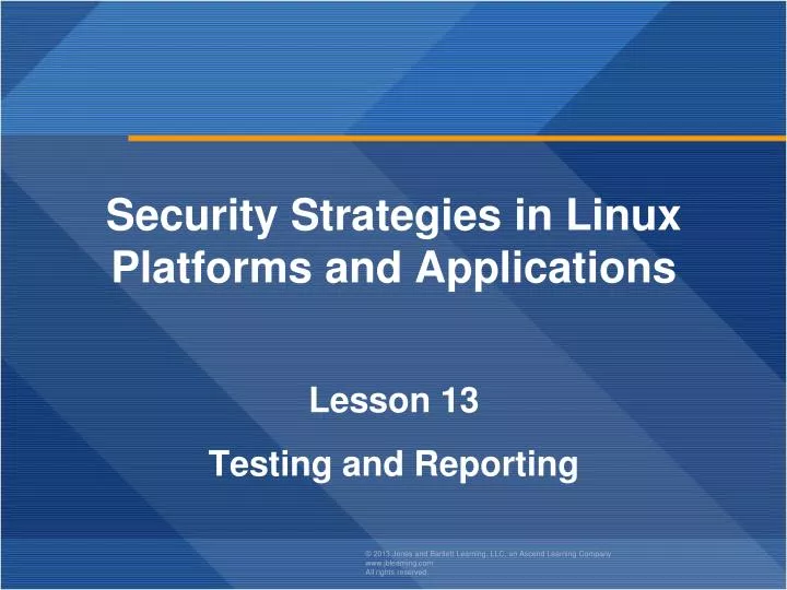 security strategies in linux platforms and applications lesson 13 testing and reporting