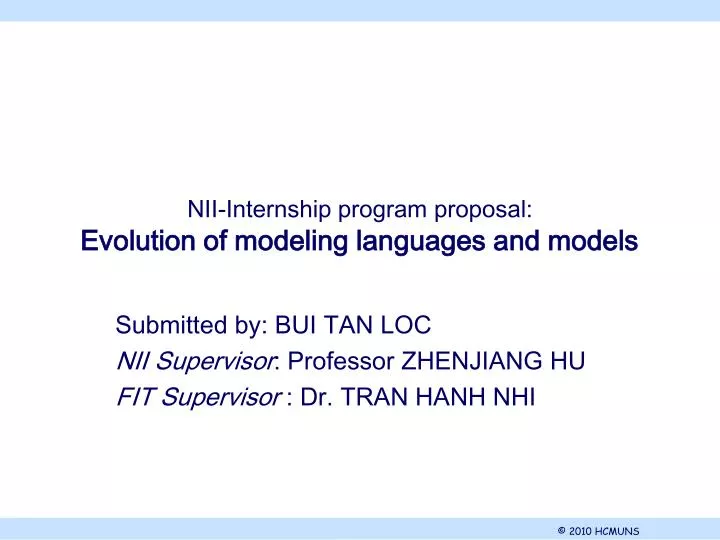 nii internship program proposal evolution of modeling languages and models