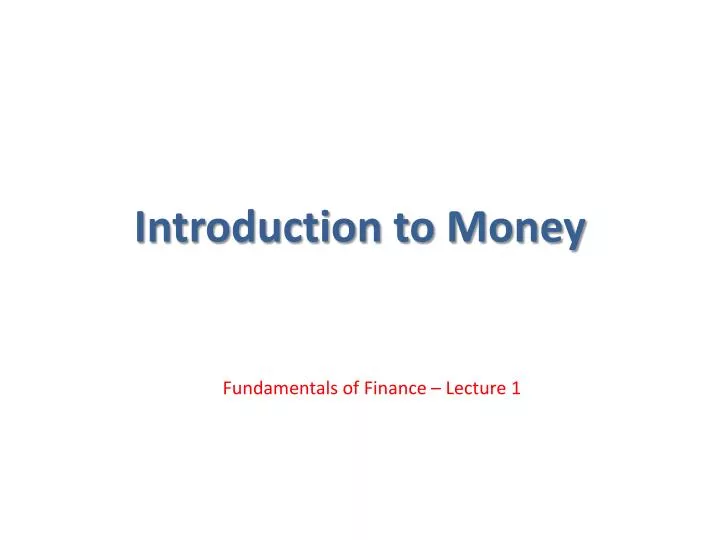 introduction to money