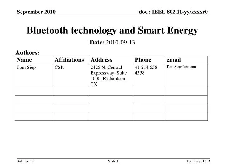 bluetooth technology and smart energy