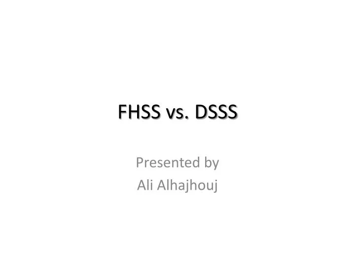 fhss vs dsss