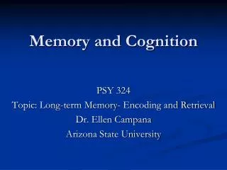 Memory and Cognition