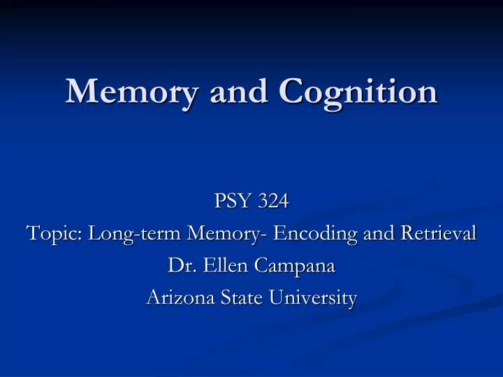 memory and cognition