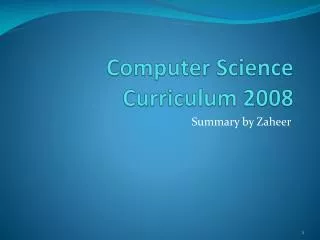Computer Science Curriculum 2008
