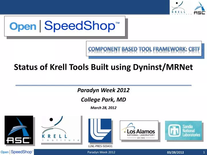 status of krell tools built using dyninst mrnet