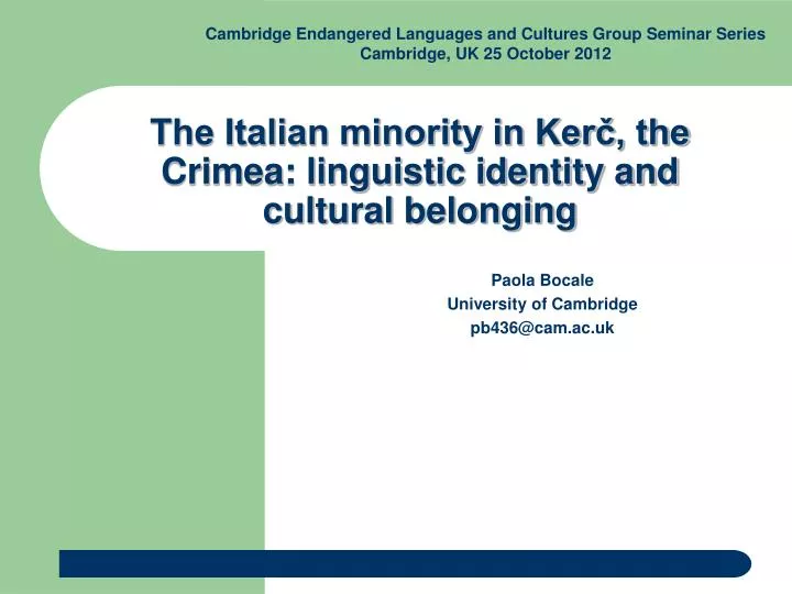 the italian minority in ker the crimea linguistic identity and cultural belonging