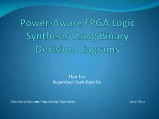 Power-Aware FPGA Logic Synthesis Using Binary Decision Diagrams