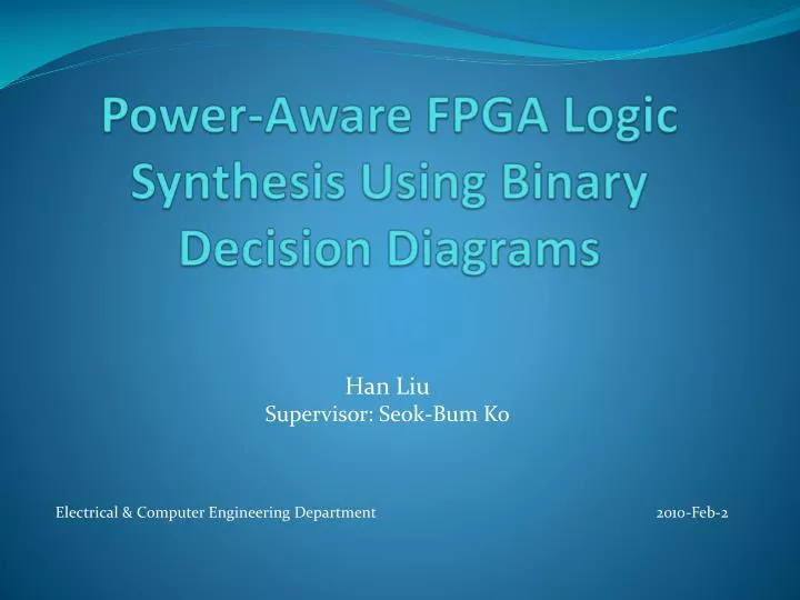 power aware fpga logic synthesis using binary decision diagrams