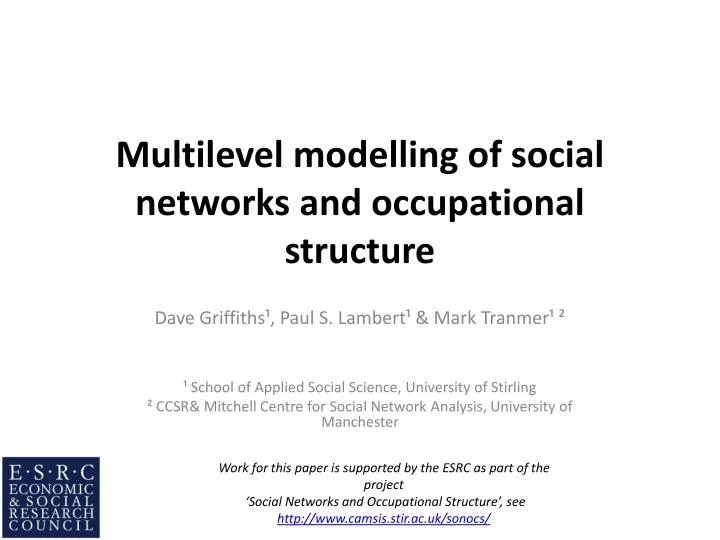 multilevel modelling of social networks and occupational structure