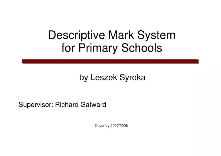 descriptive mark system for primary schools