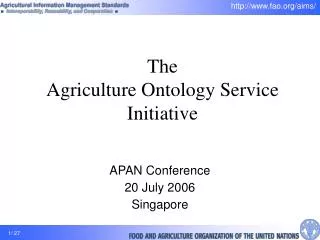 The Agriculture Ontology Service Initiative