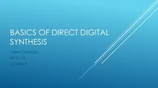 Basics of Direct Digital Synthesis