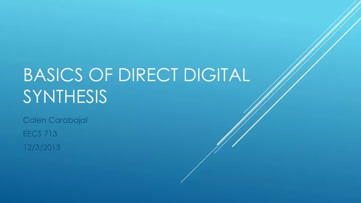 basics of direct digital synthesis