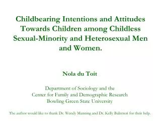 Nola du Toit Department of Sociology and the Center for Family and Demographic Research