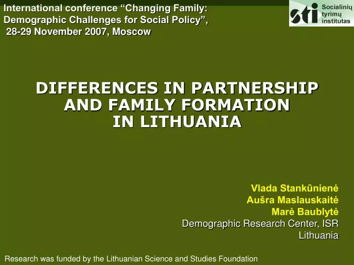 differences in partnership and family formation in lithuania