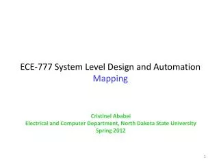 ECE-777 System Level Design and Automation Mapping