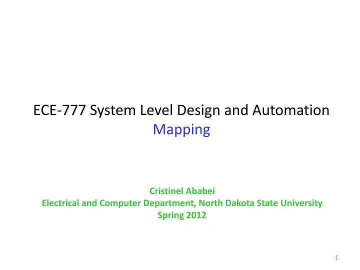ece 777 system level design and automation mapping