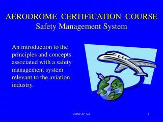 AERODROME CERTIFICATION COURSE Safety Management System