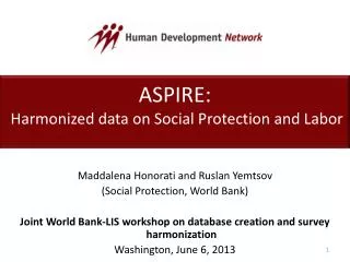 ASPIRE: Harmonized data on Social Protection and Labor