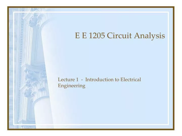 e e 1205 circuit analysis