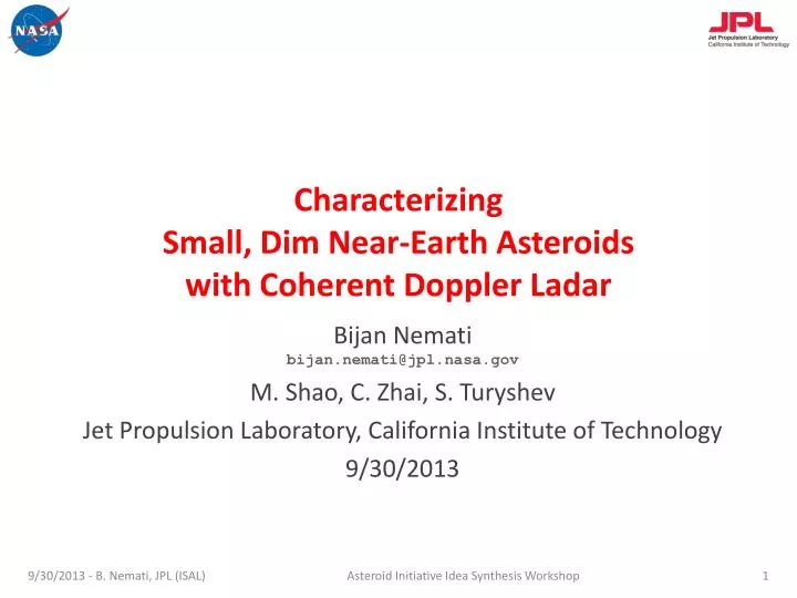 characterizing small dim near earth asteroids with coherent doppler ladar