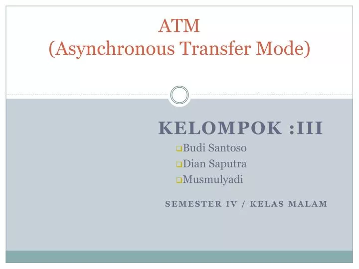 atm asynchronous transfer mode