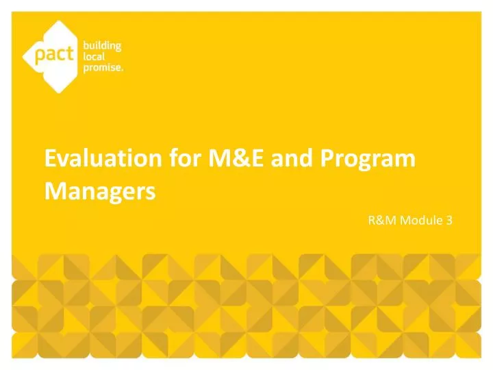 evaluation for m e and program managers