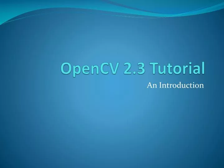 opencv 2 3 tutorial