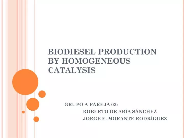 biodiesel production by homogeneous catalysis